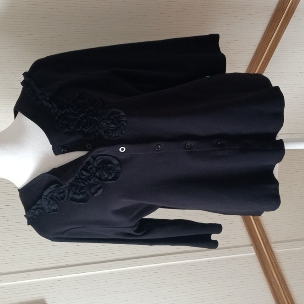 Notations boho style button up sweater. Black med. 100% cotton